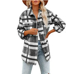 R&B | Übergröße Damen Wolljacke mit Karomuster und Taschen