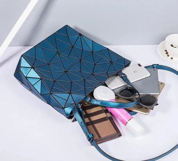 R&B | Tasche Geometrisches Muster Blau Funktional für Die Moderne Frau