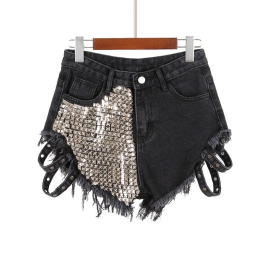 R&B | Rivet Denim Shorts Aushöhlen