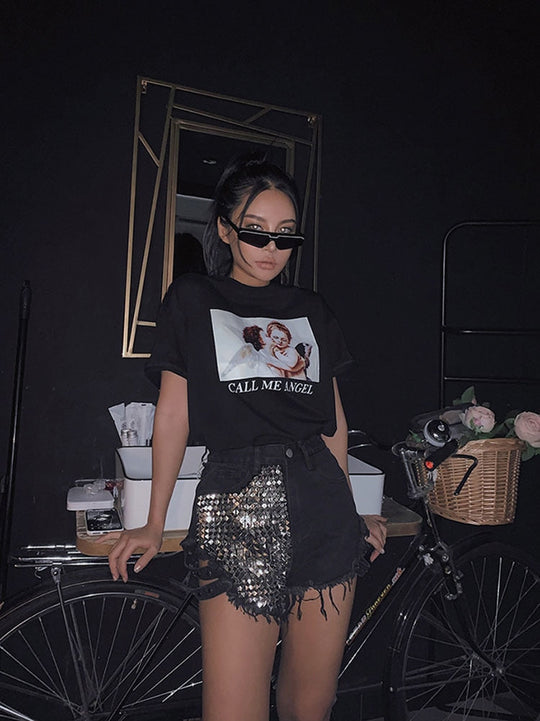 R&B | Rivet Denim Shorts Aushöhlen