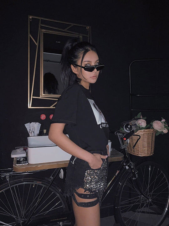 R&B | Rivet Denim Shorts Aushöhlen