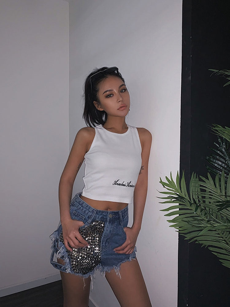R&B | Rivet Denim Shorts Aushöhlen