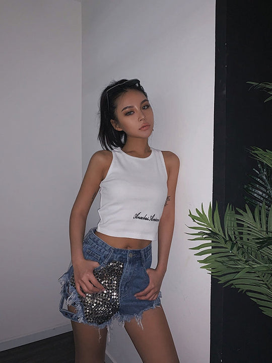 R&B | Rivet Denim Shorts Aushöhlen