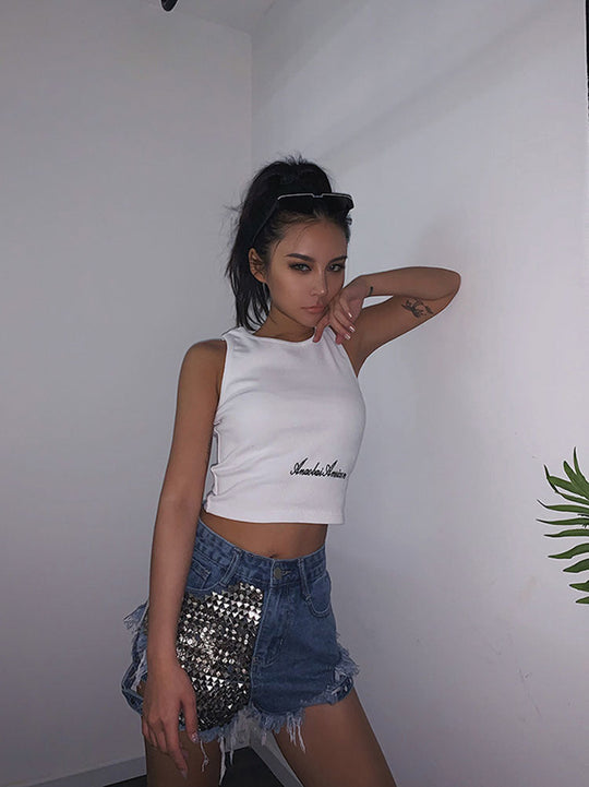 R&B | Rivet Denim Shorts Aushöhlen