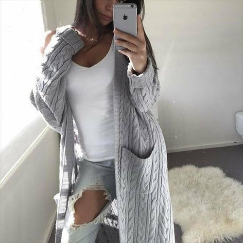 R&B | Warme Lange Strickjacke