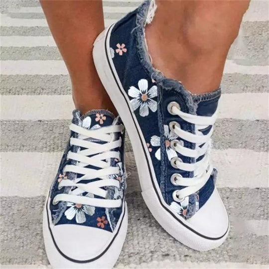 Blumenmuster Canvas Flachschuhe R&B