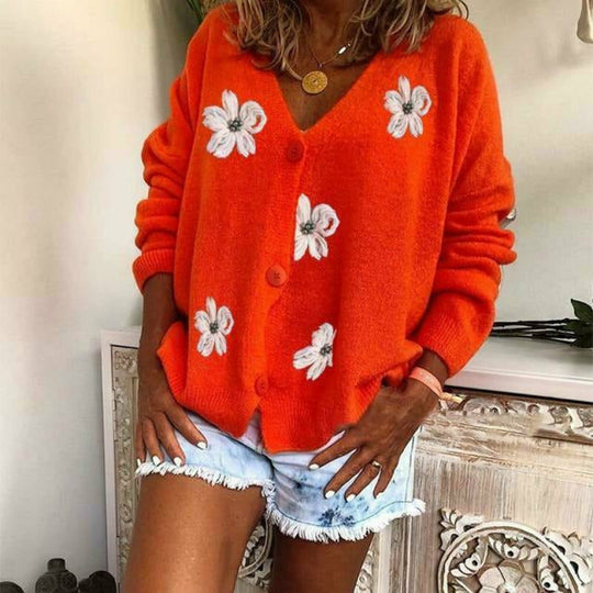 R&B | Strickjacke mit Blumenstickerei