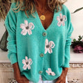 R&B | Cardigan - Damen Frühlings Blumenkarten Strickcardigan