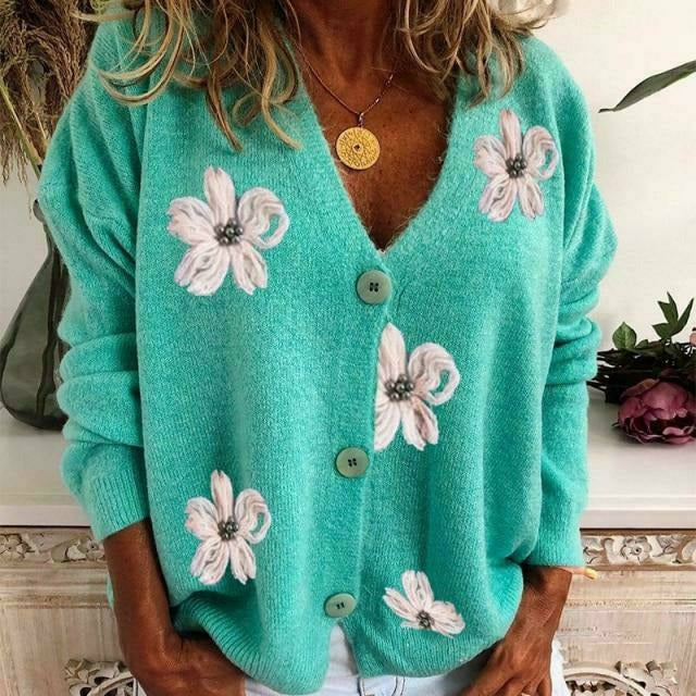 R&B | Strickjacke mit Blumenstickerei