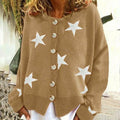 R&B | Cardigan mit Sternmuster Rundhals Weit und Bequem