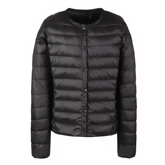 R&B | Elegance Essential" kragenlose kompakte Daunenjacke
