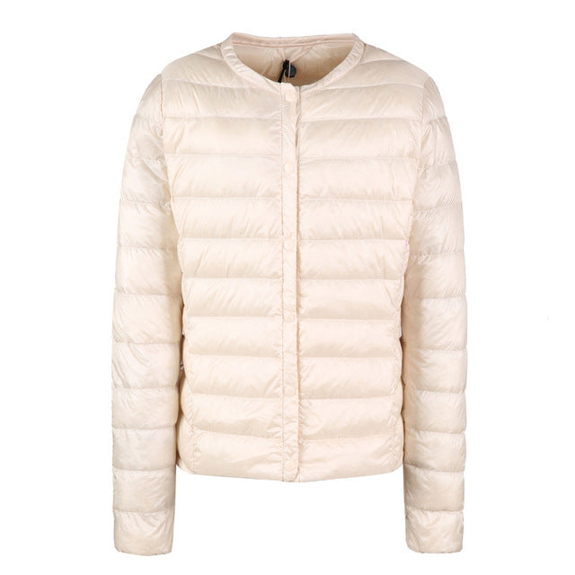 R&B | Elegance Essential" kragenlose kompakte Daunenjacke