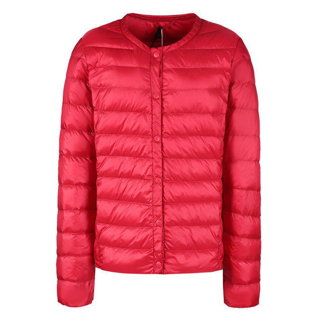 R&B | Elegance Essential" kragenlose kompakte Daunenjacke