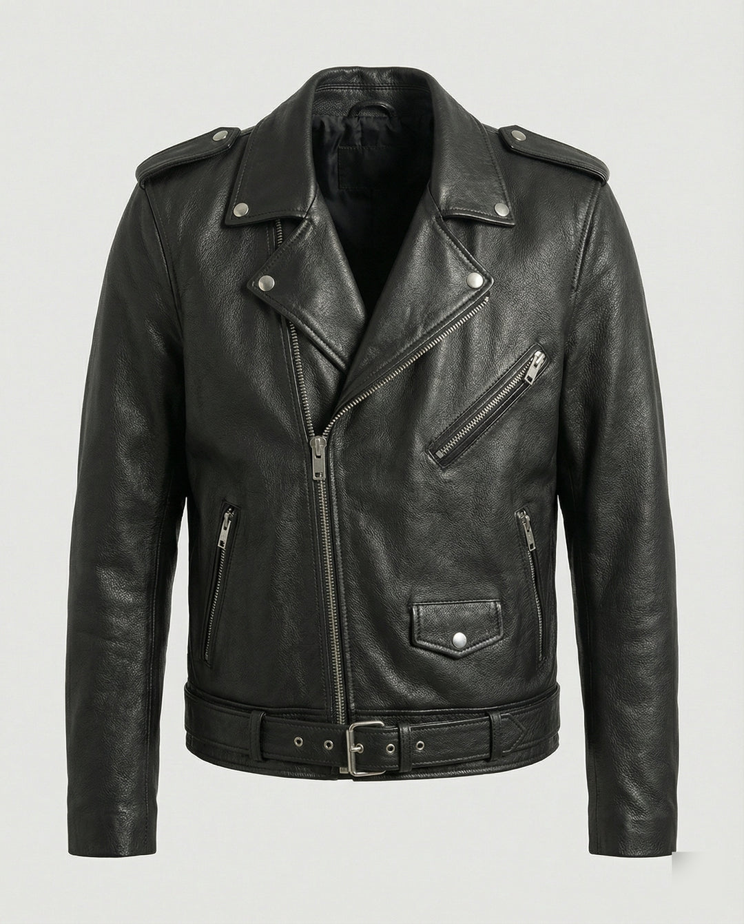 Herren Biker-Lederjacke mit Taschen