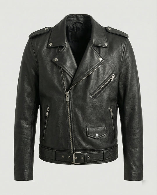Herren Biker-Lederjacke mit Taschen