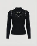 Damen Pullover mit herzförmigem Ausschnitt und glitzernden Details R&B