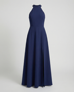 Damen Elegantes Maxikleid mit Seitenschlitzen und hochgeschlossenem Ausschnitt