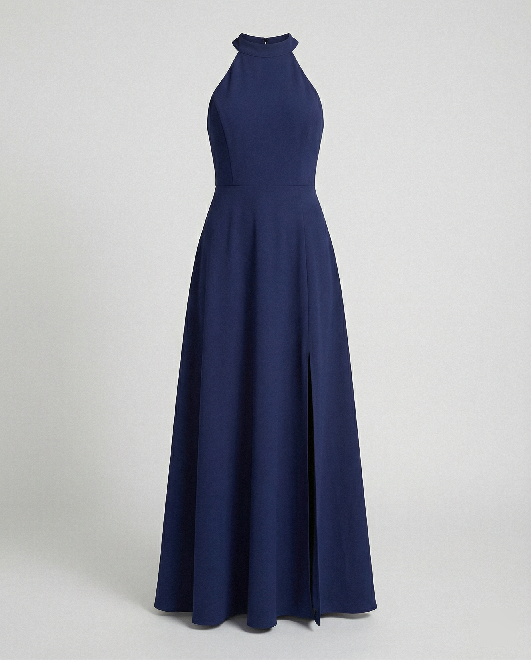 Damen Elegantes Maxikleid mit Seitenschlitzen und hochgeschlossenem Ausschnitt