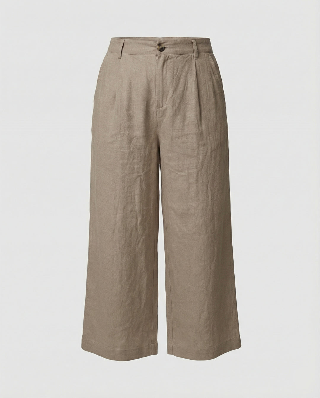 Damen Weite Leinen Stoffhose mit Gummibund und Taschen
