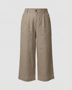 Damen Weite Leinen Stoffhose mit Gummibund und Taschen