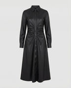 Damen Kunstleder Hemdkleid Tailliert
