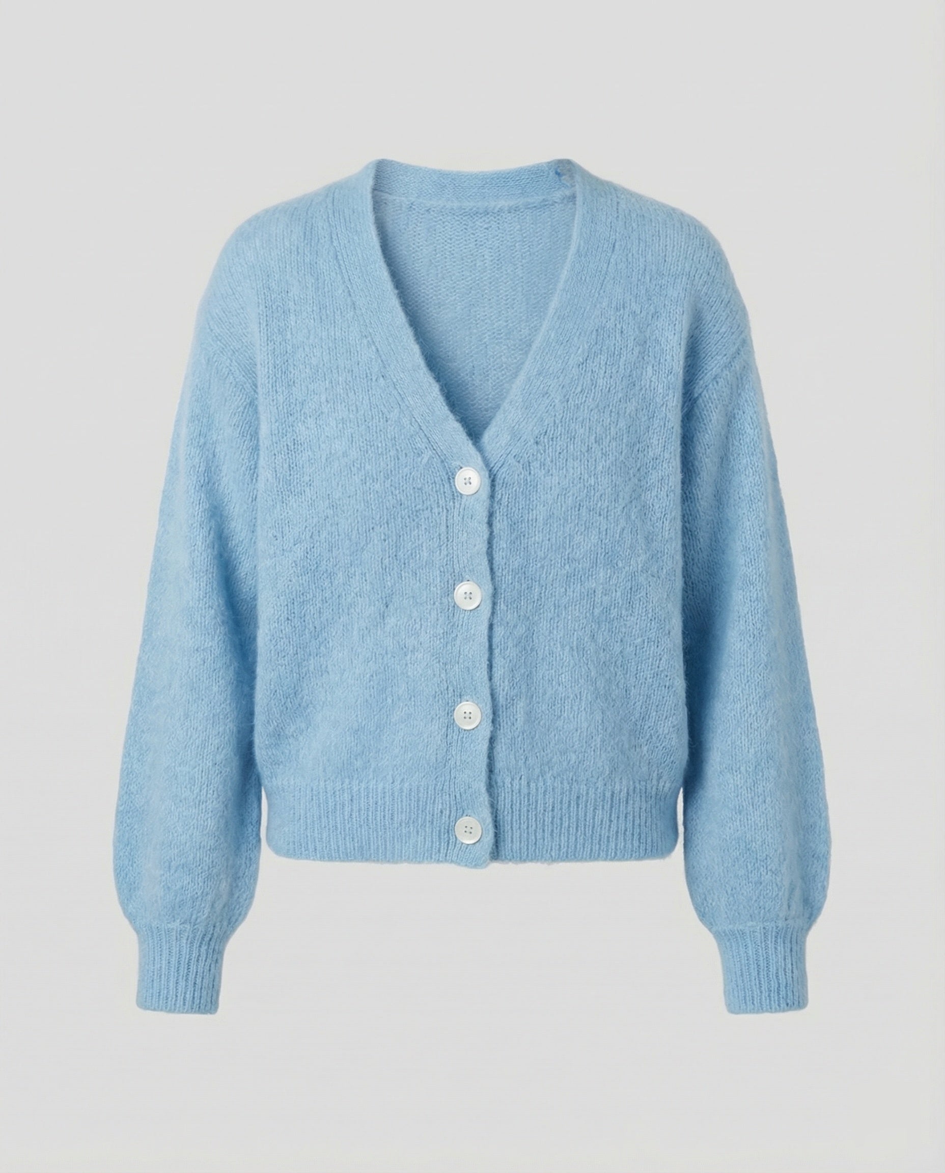 Strickjacke Damen flauschig mit Puffärmeln