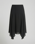 Satinrock Schwarz Damen Maxi leicht und schwingend