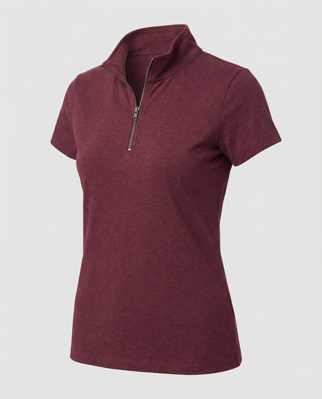 Damen Poloshirt mit kurzem Reißverschluss und figurbetontem Schnitt R&B