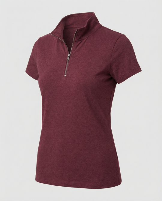 Damen Poloshirt mit kurzem Reißverschluss und figurbetontem Schnitt R&B