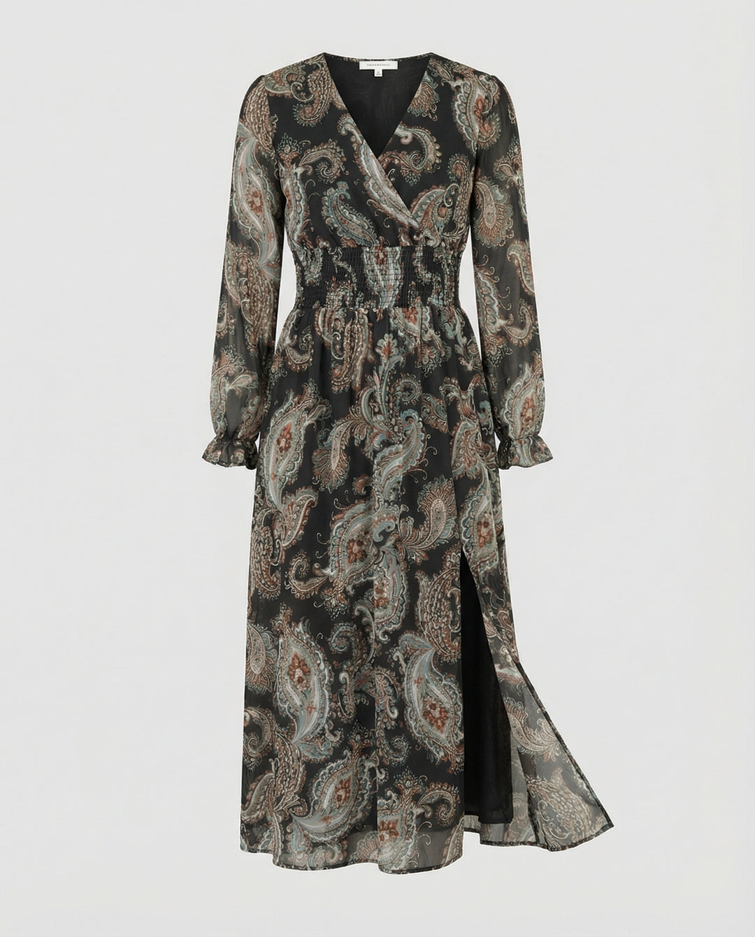 Damen Maxikleid Paisley mit Beinschlitz