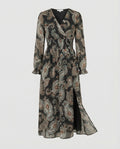 Damen Maxikleid Paisley mit Beinschlitz