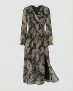 Damen Maxikleid Paisley mit Beinschlitz