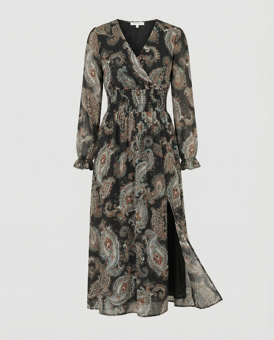 Damen Maxikleid Paisley mit Beinschlitz