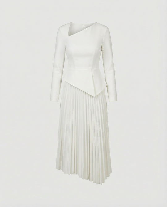 Damen Midikleid asymmetrisch mit Schößchen