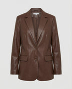 Damen Oversized Kunstleder Blazer im Trend-Look