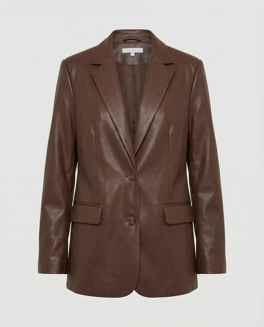 Damen Oversized Kunstleder Blazer im Trend-Look