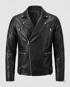 Herren Kunstleder Motorradjacke mit Reißverschluss R&B