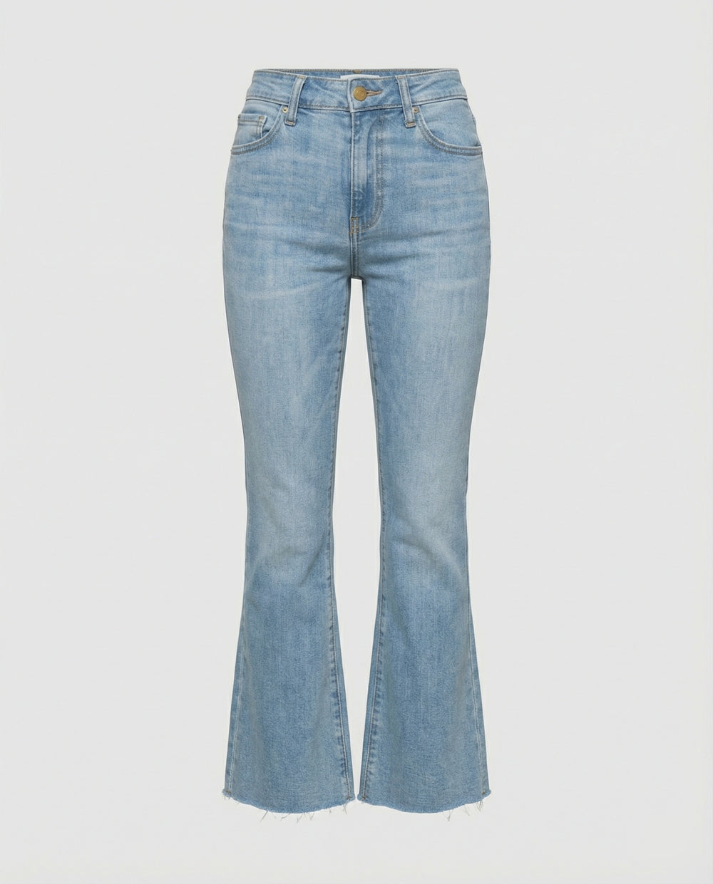 Damen Flared Jeans mit hohem Bund und fransigem Saum R&B