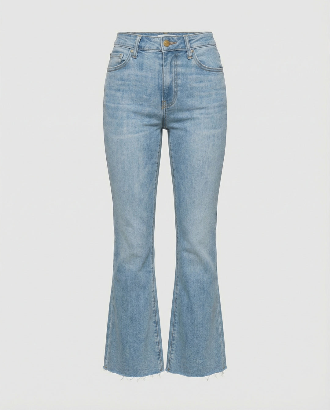 Damen Flared Jeans mit hohem Bund und fransigem Saum R&B