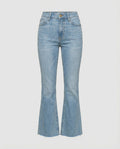Damen Flared Jeans mit hohem Bund und fransigem Saum R&B