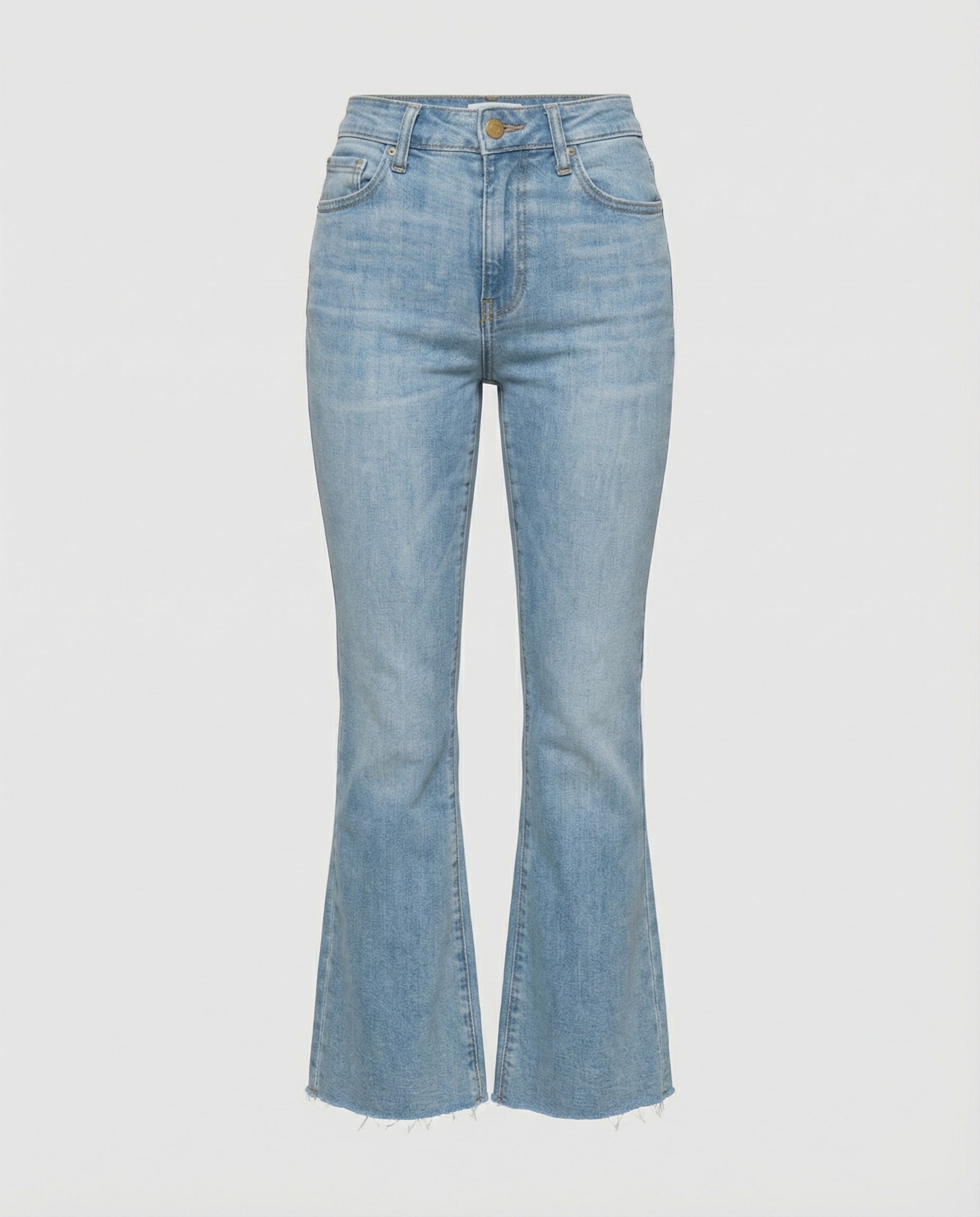 Damen Flared Jeans mit hohem Bund und fransigem Saum R&B
