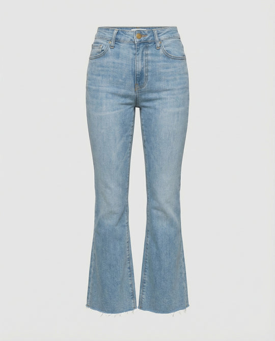 Damen Flared Jeans mit hohem Bund und fransigem Saum R&B