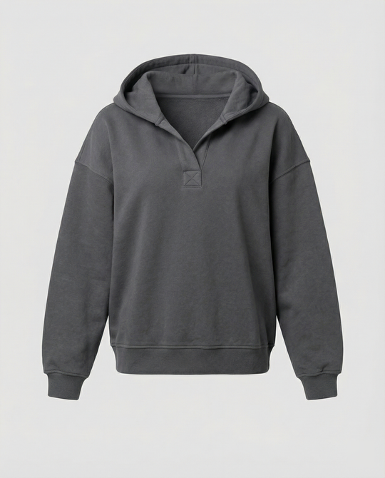 Damen Oversized Kapuzensweatshirt mit lässigem Stehkragen und langen Ärmeln R&B