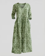 Damen Boho Maxikleid Sommer Leinenoptik