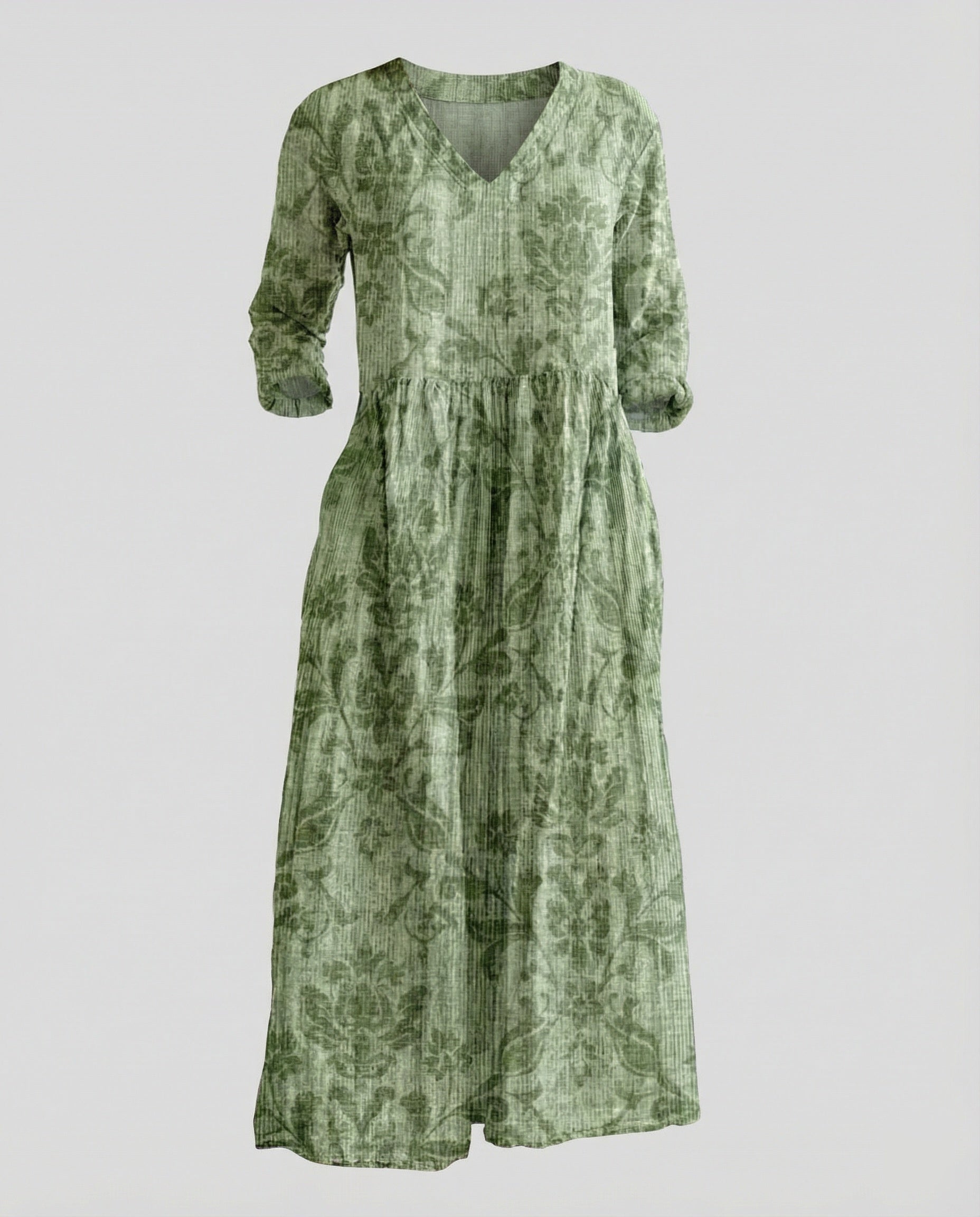Damen Boho Maxikleid Sommer Leinenoptik