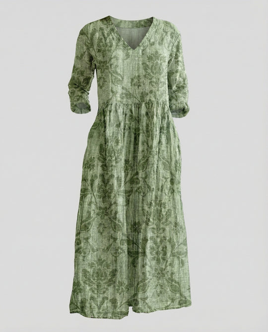 Damen Boho Maxikleid Sommer Leinenoptik