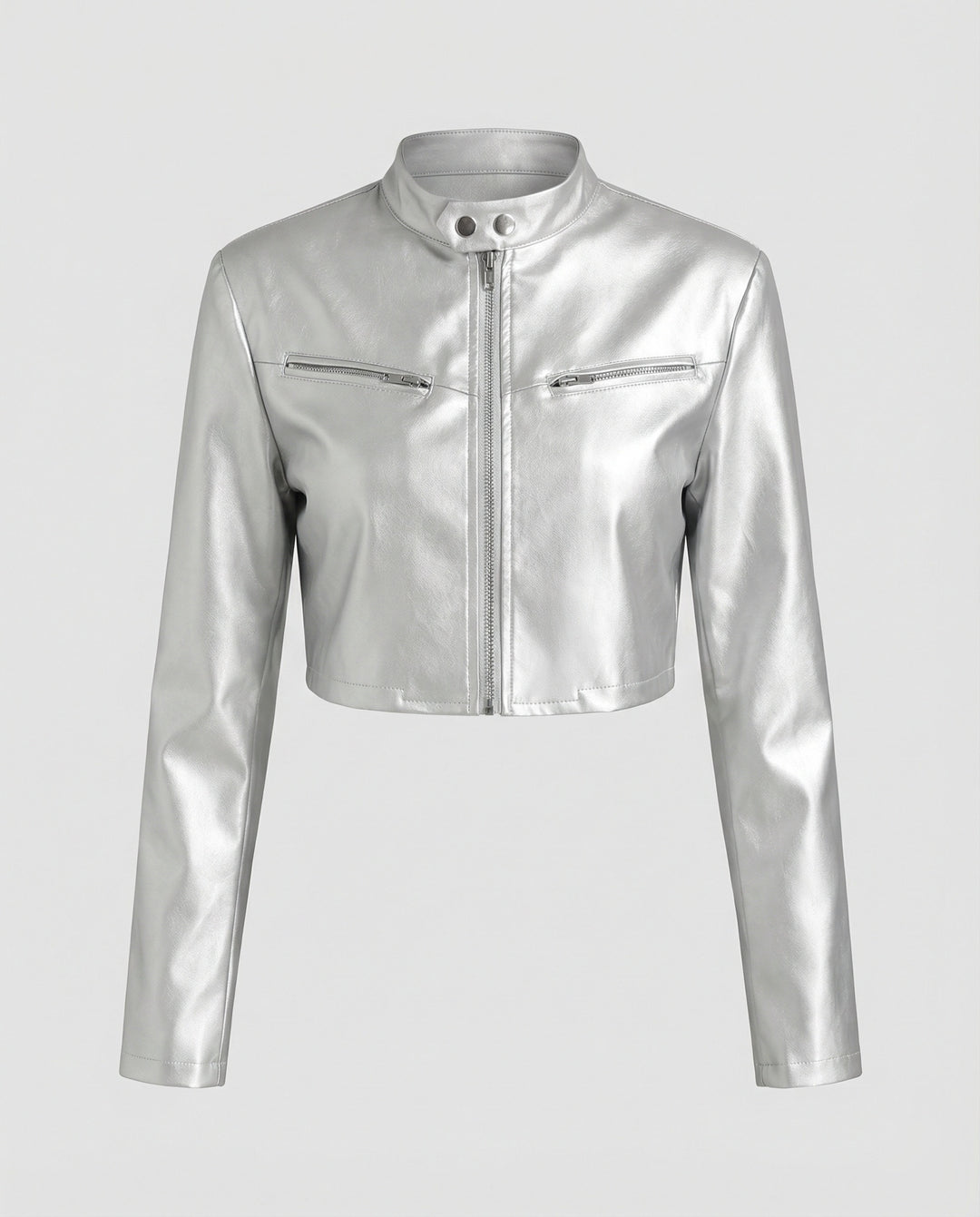 Damen Lederjacke Schwarz kurz