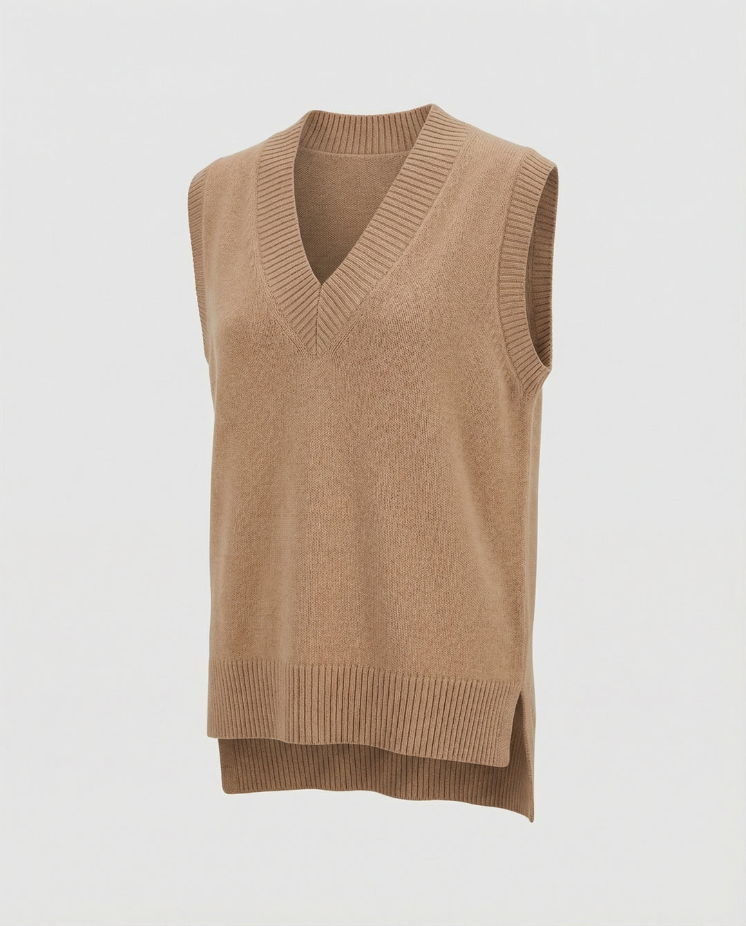 Damen Strickweste mit V-Ausschnitt und Rippstruktur R&B