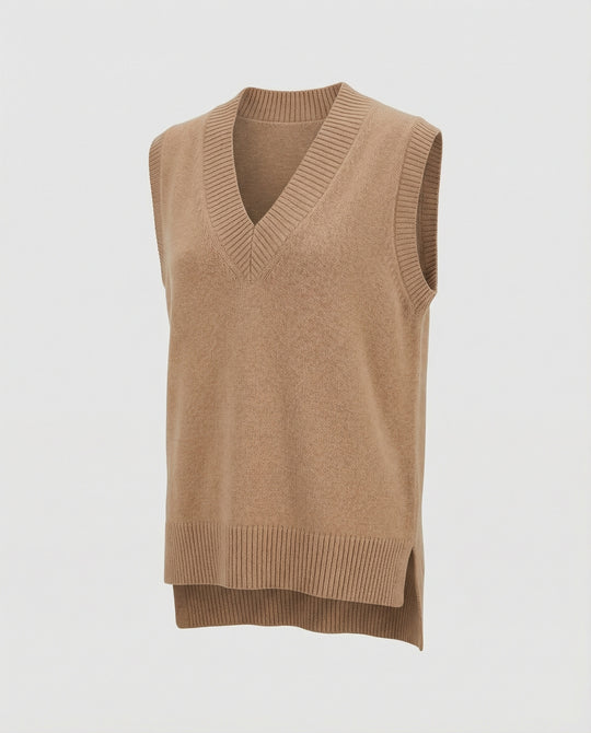 Damen Strickweste mit V-Ausschnitt und Rippstruktur R&B