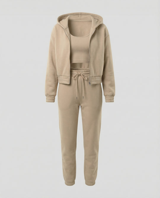 Damen Freizeit Set 3-teilig mit Hoodie und Jogginghose